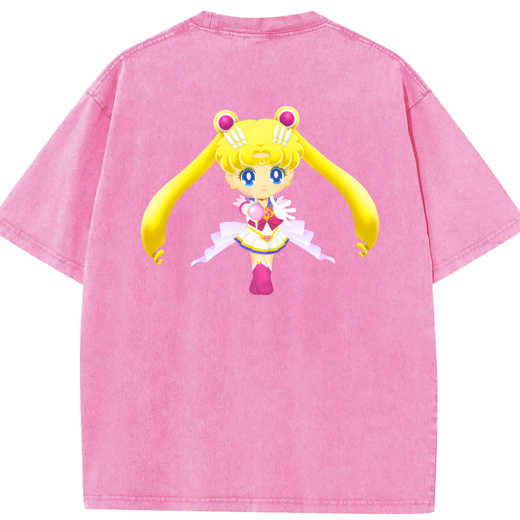 （画像用） 美少女戦士セーラームーン 月野 うさぎ つきの うさぎ Sailor Moon Tsukino Usagi 綿100% ヴィンテージ風 半袖Tシャツ（背面プリント）